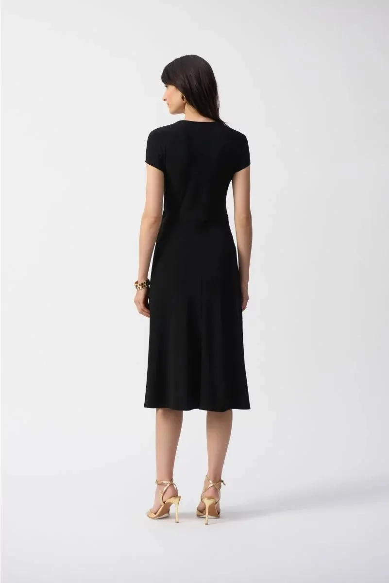 Black Flowy Wrap Dress Style 251250