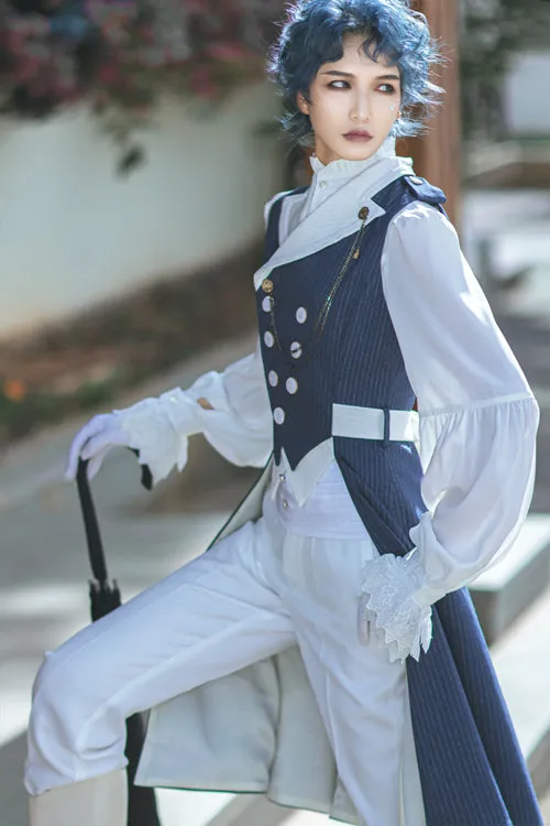 Blue/White Immortal Thorn The Wind Of Night Striped Ouji Lolita Vest