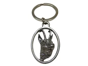Chamois Goat Antelope Oval Keychain