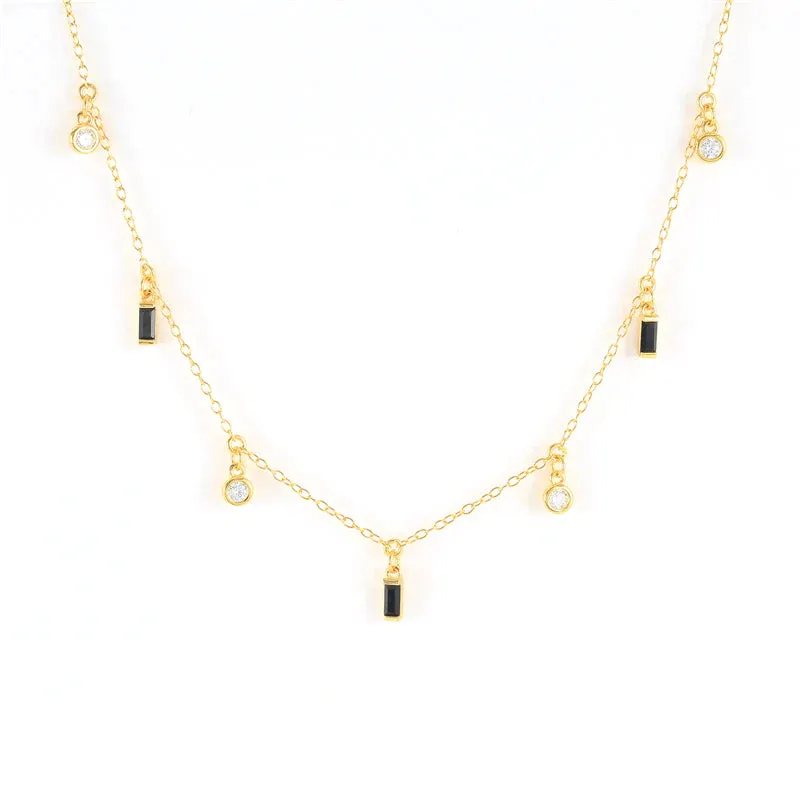 Children's and Teens' Necklaces:  14k Gold over Sterling Silver with Clear  CZ Dangles
