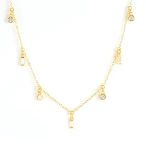 Children's and Teens' Necklaces:  14k Gold over Sterling Silver with Clear  CZ Dangles