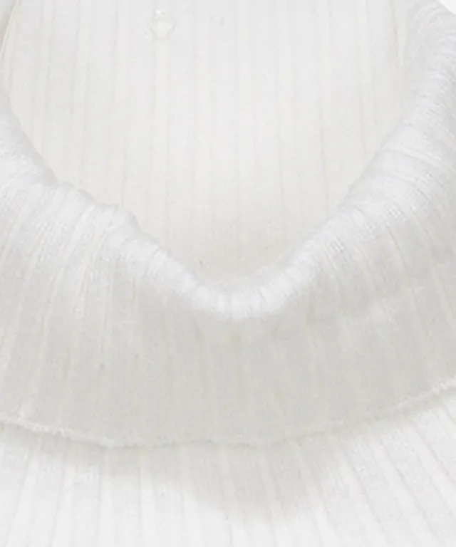 CHUCUCHU High-Neck Ribbed Knit Top - White