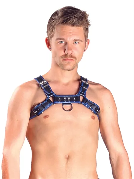 Contrast Trim Leather Bulldog Harness