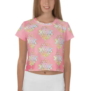 Cosmic Powers Sri Yantra Sacred Geometry Pink Crop Top by Goddess Swag