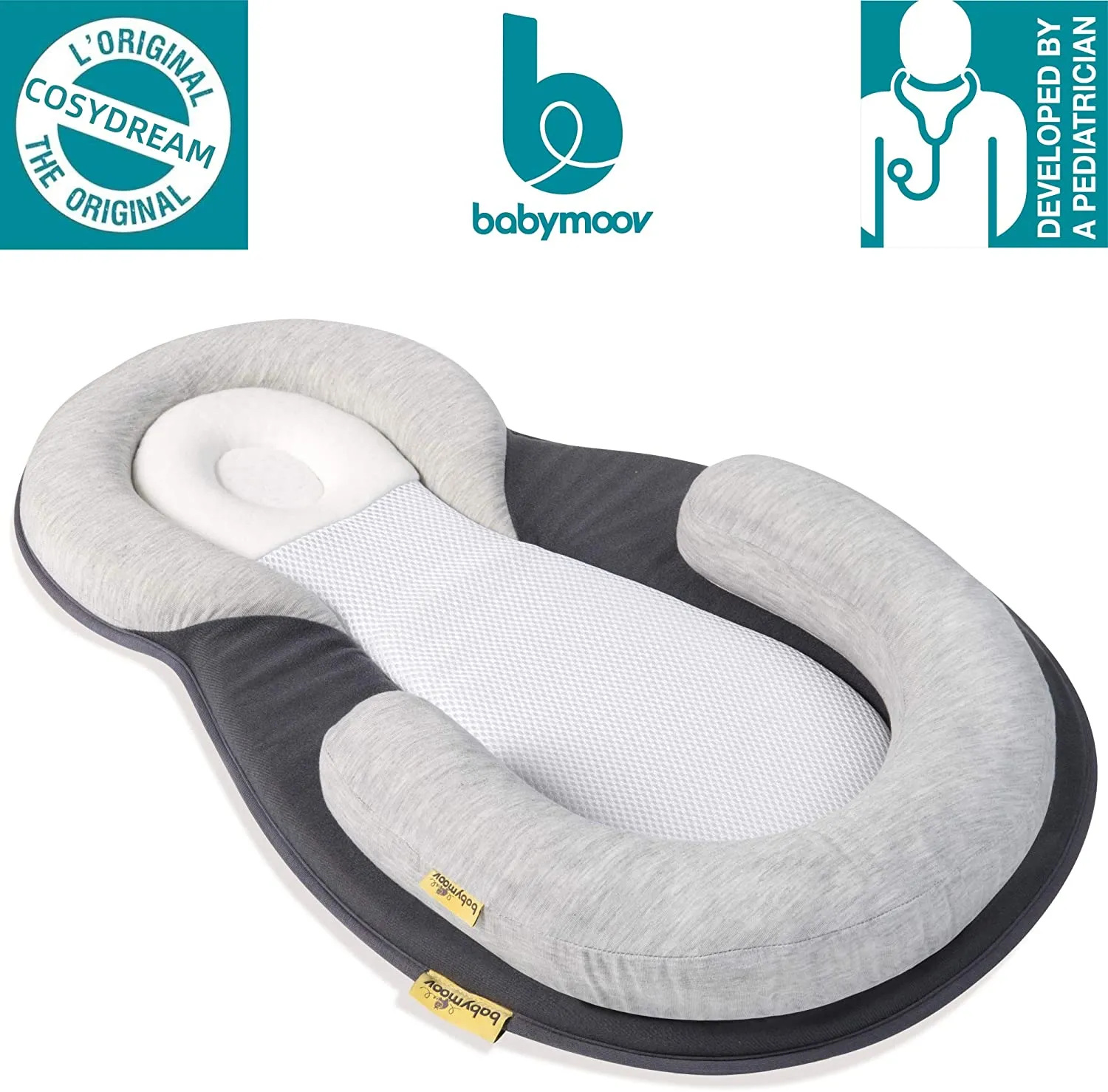 COSYDREAM NEWBORN LOUNGER - SMOKEY by Babymoov Original, From birth to 3 Months! Machine-washable, lightweight (0.55lbs) and foldable for easy travel and care! Retails $70 