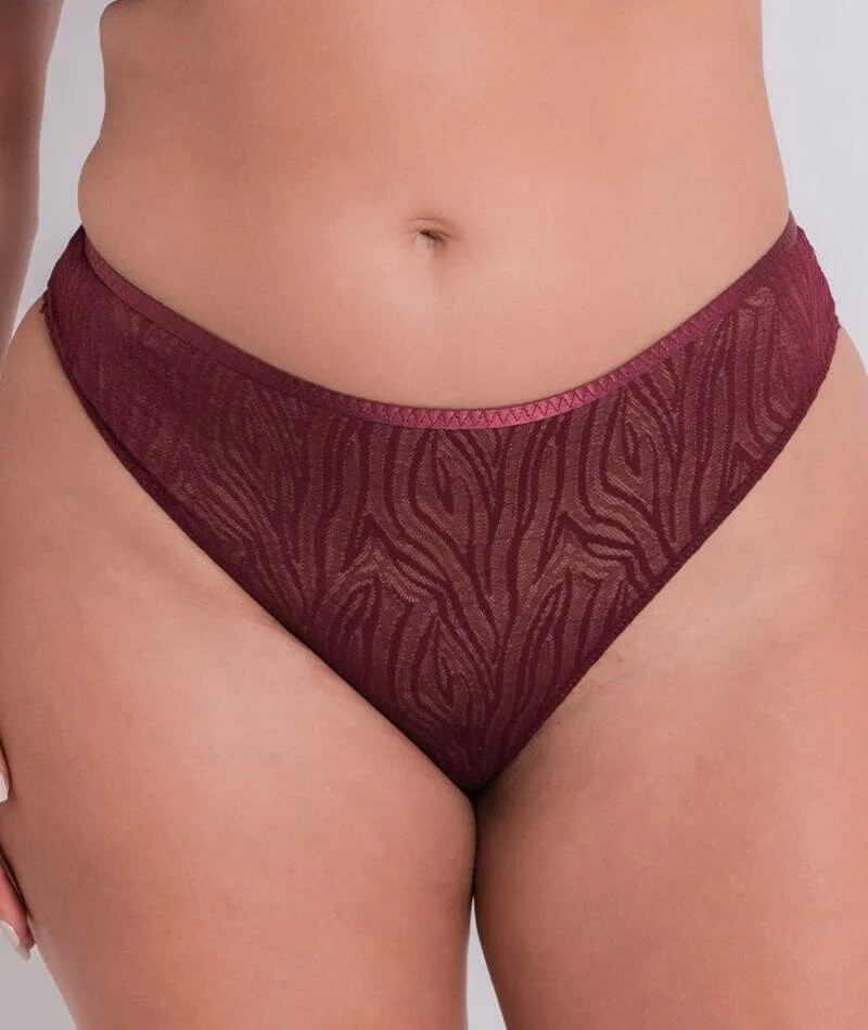 Curvy Kate Lace Daze Brazilian Brief - Claret Red