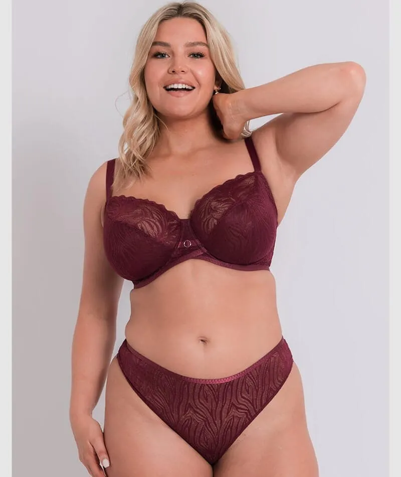 Curvy Kate Lace Daze Brazilian Brief - Claret Red