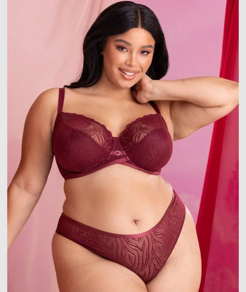 Curvy Kate Lace Daze Brazilian Brief - Claret Red
