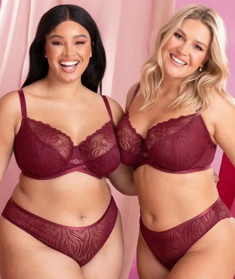 Curvy Kate Lace Daze Brazilian Brief - Claret Red