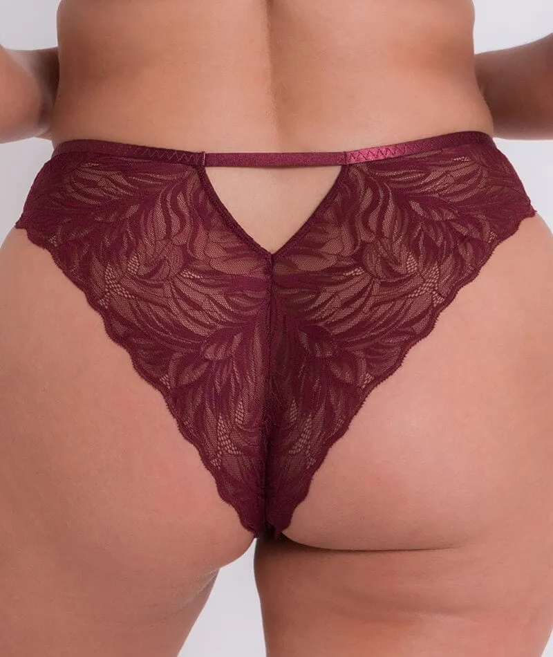 Curvy Kate Lace Daze Brazilian Brief - Claret Red