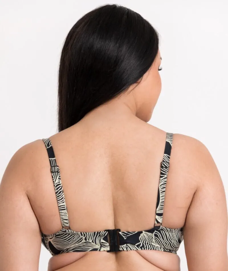 Curvy Kate Ripple Reef Balcony Bikini Top - Black Print