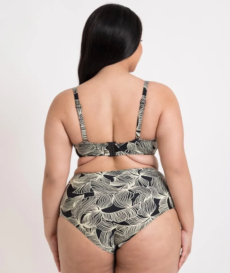Curvy Kate Ripple Reef Balcony Bikini Top - Black Print