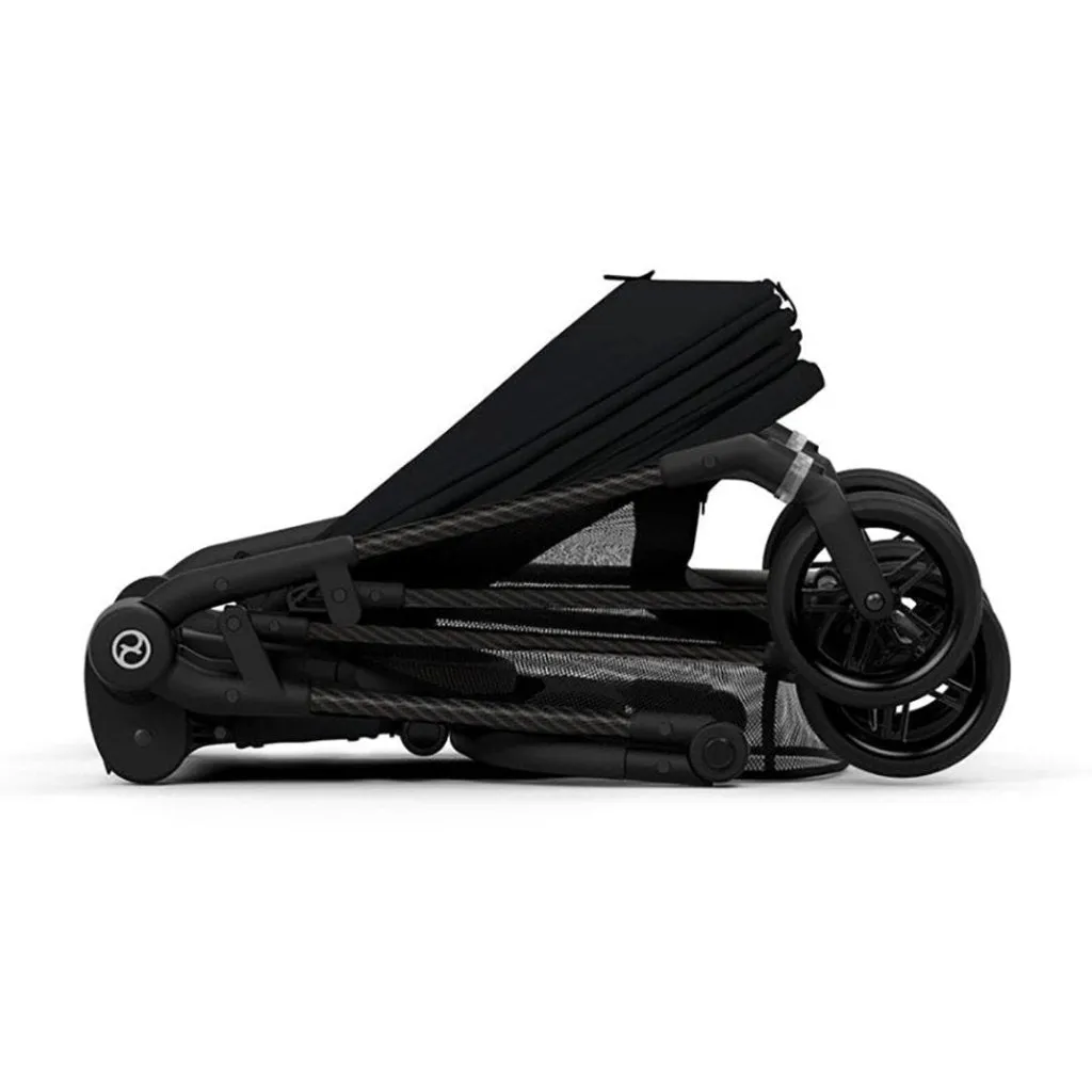 Cybex Melio Carbon Travel System Comfort Bundle with ATON B2 I-SIZE and Gold Footmuff - Moon Black