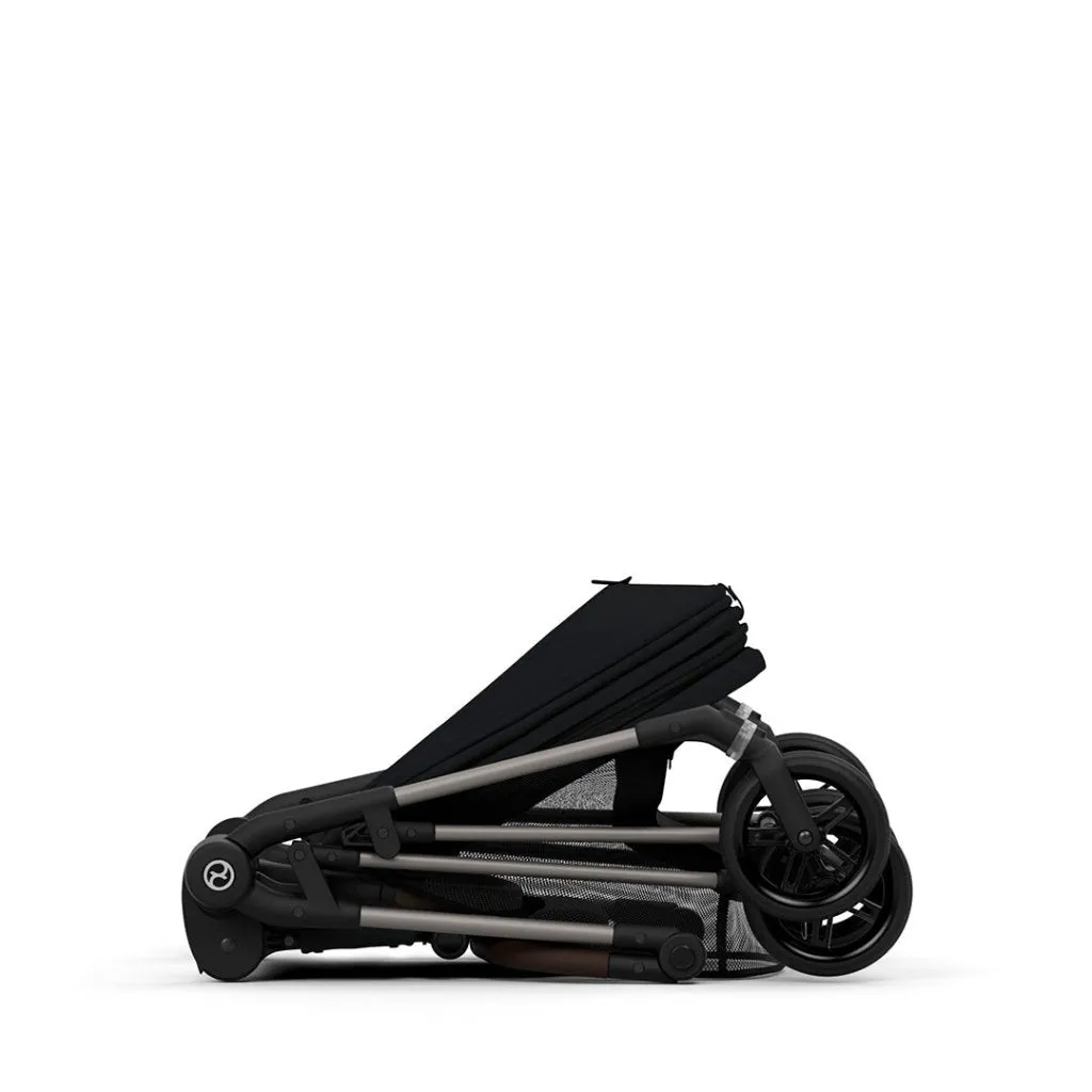 Cybex Melio Travel System Comfort Bundle with ATON B2 I-SIZE and Gold Footmuff - Moon Black