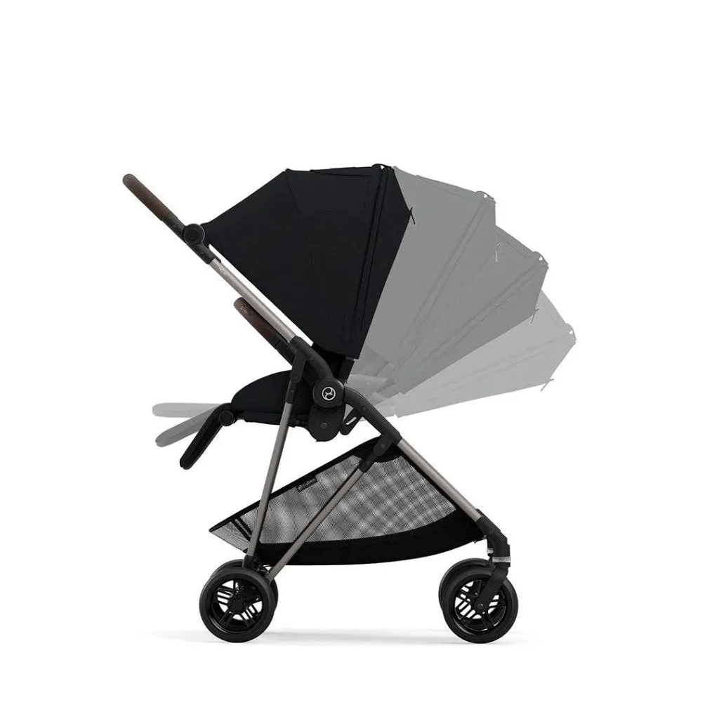 Cybex Melio Travel System Comfort Bundle with ATON B2 I-SIZE and Gold Footmuff - Moon Black