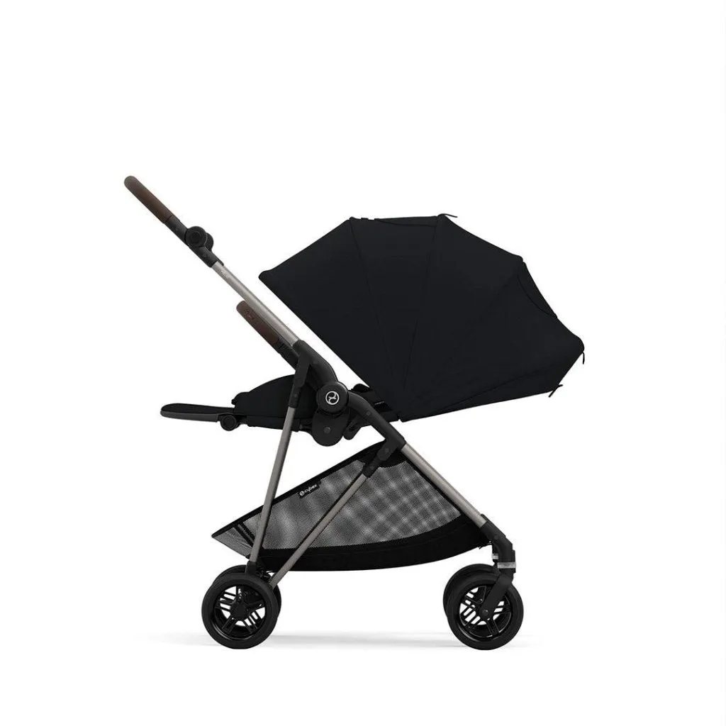 Cybex Melio Travel System Comfort Bundle with ATON B2 I-SIZE and Gold Footmuff - Moon Black