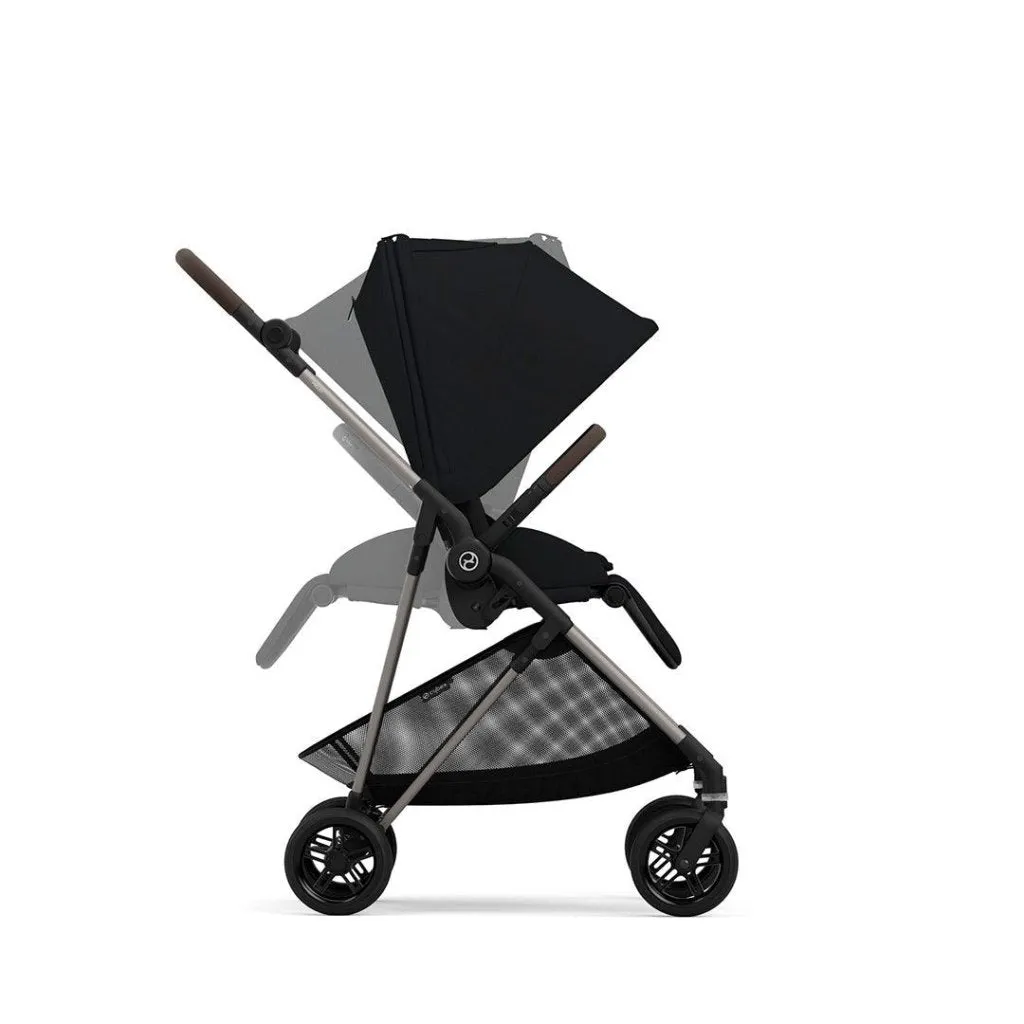 Cybex Melio Travel System Comfort Bundle with ATON B2 I-SIZE and Gold Footmuff - Moon Black