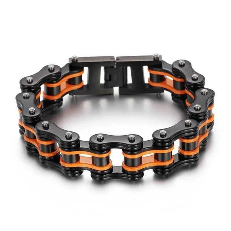 Cycolinks Black & Orange Bike Chain Bracelet