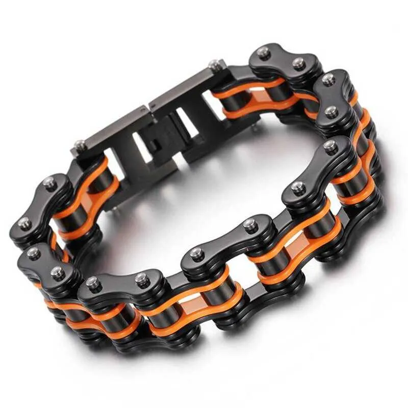 Cycolinks Black & Orange Bike Chain Bracelet