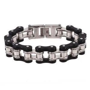 Cycolinks Silver/Black Mens Bike Bracelet