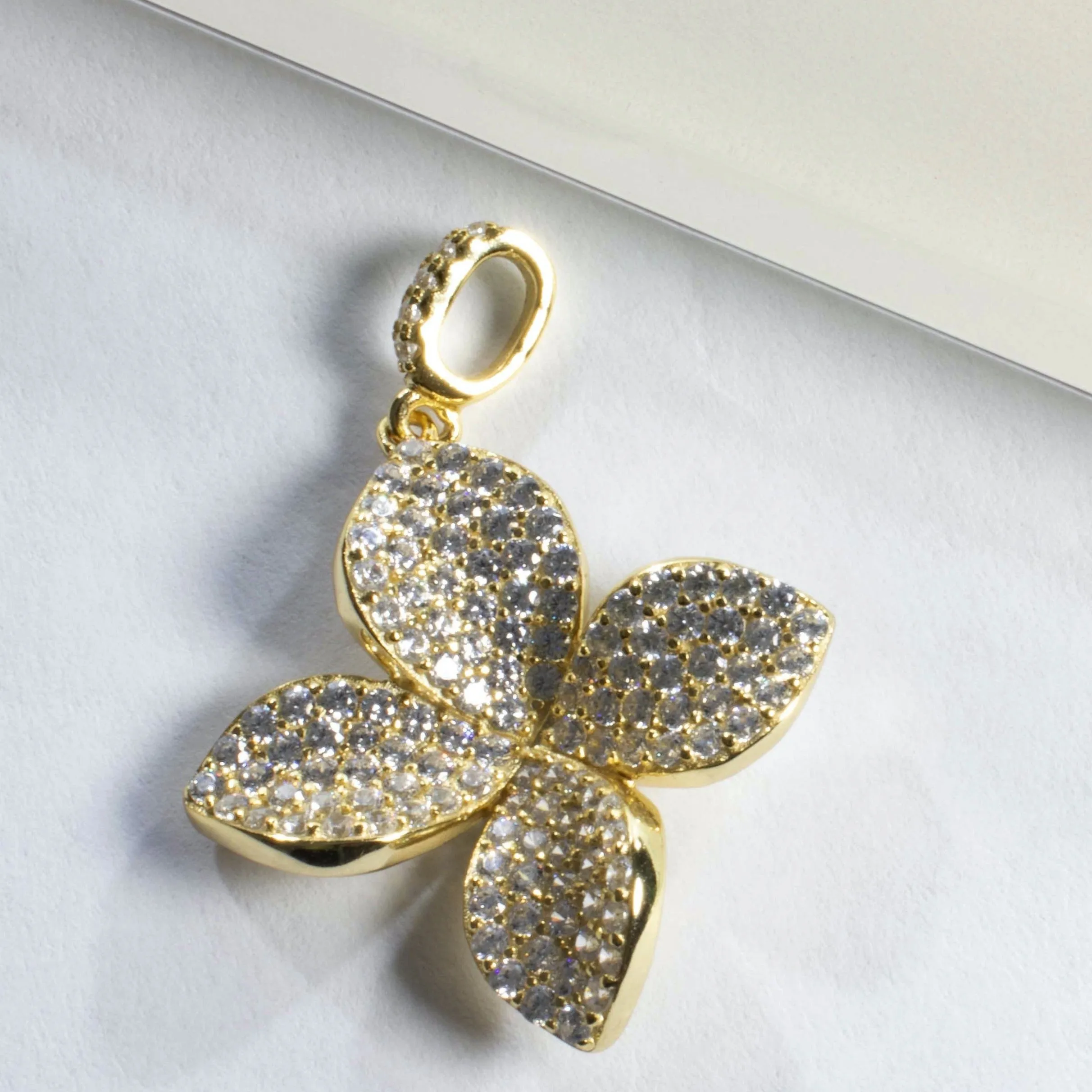 CZ Flower Charm Pendant