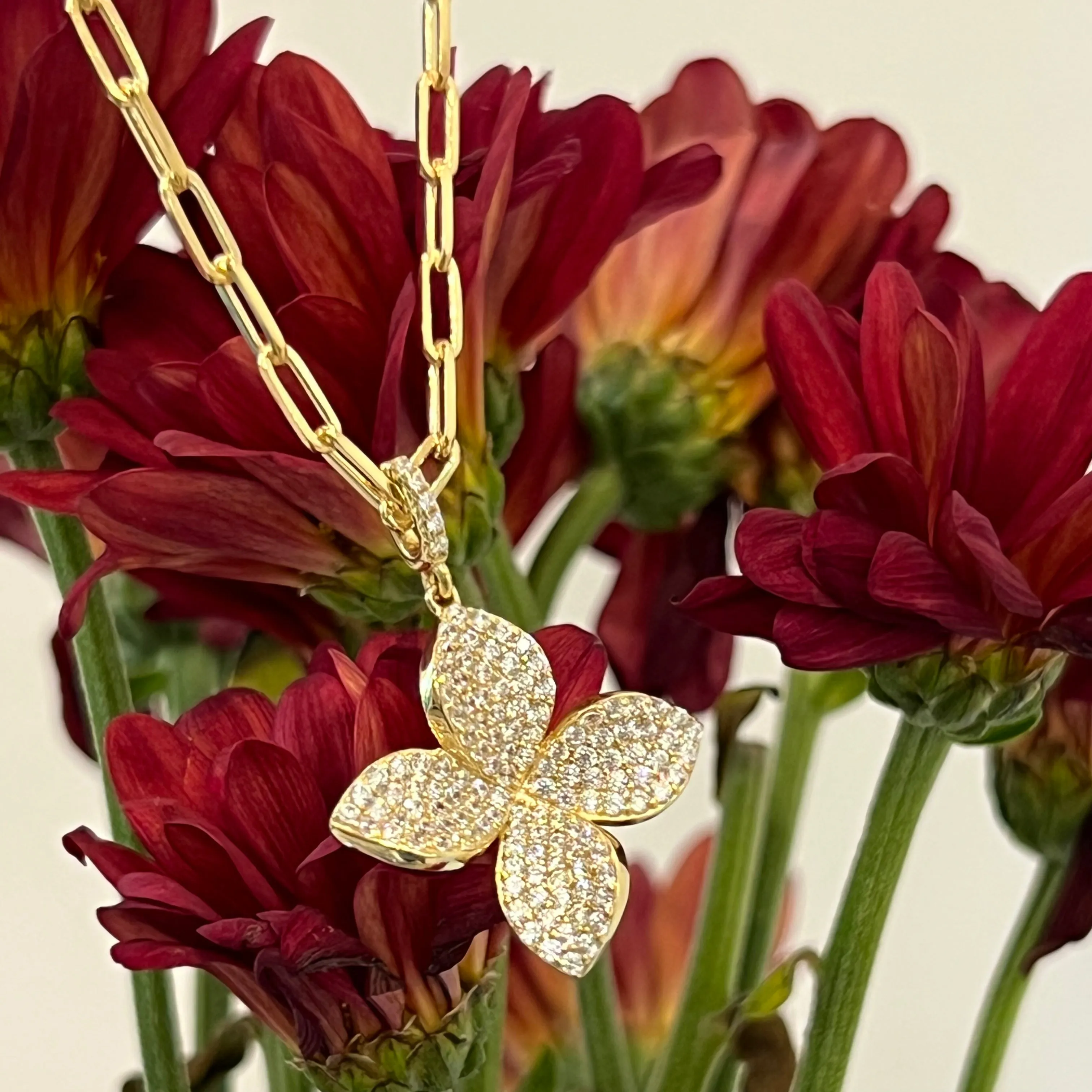 CZ Flower Charm Pendant