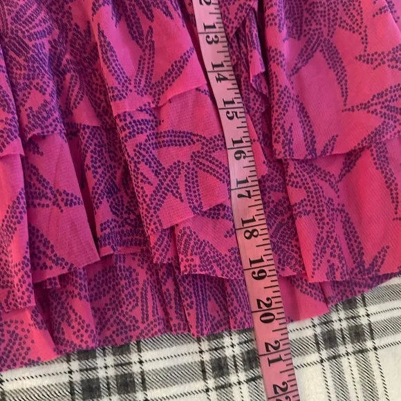 Diane von Furstenberg Pink Paloma Wrap Effect Ruffled Printed Mesh Mini Skirt XS