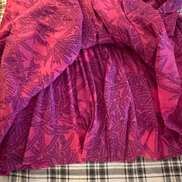 Diane von Furstenberg Pink Paloma Wrap Effect Ruffled Printed Mesh Mini Skirt XS