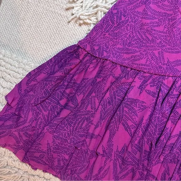 Diane von Furstenberg Pink Paloma Wrap Effect Ruffled Printed Mesh Mini Skirt XS