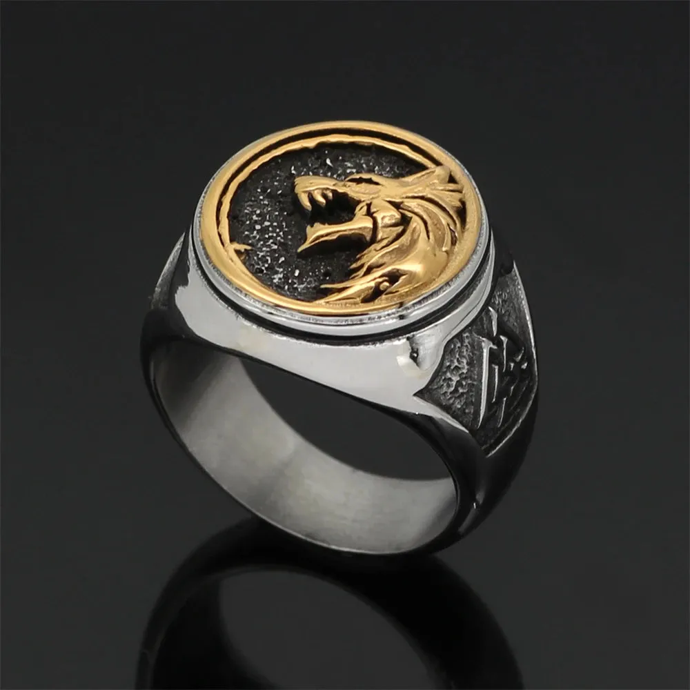 FENRIR RING Wolf Ring,Nordic Viking Wolf Head Wolf Paw Ring for Men,Gothic Howling Wolf Head Wolf Claw Ring Hip Hop Wolf Animal Ring for Boys Punk Celtic Wolf Jewelry