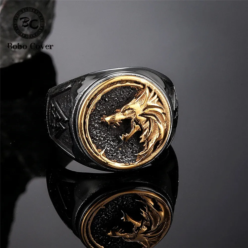 FENRIR RING Wolf Ring,Nordic Viking Wolf Head Wolf Paw Ring for Men,Gothic Howling Wolf Head Wolf Claw Ring Hip Hop Wolf Animal Ring for Boys Punk Celtic Wolf Jewelry