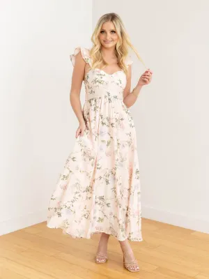 Floral Corset Top Midi Dress