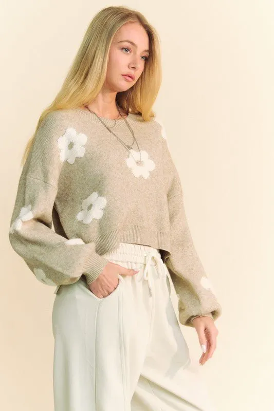 Floral Cropped Sweater