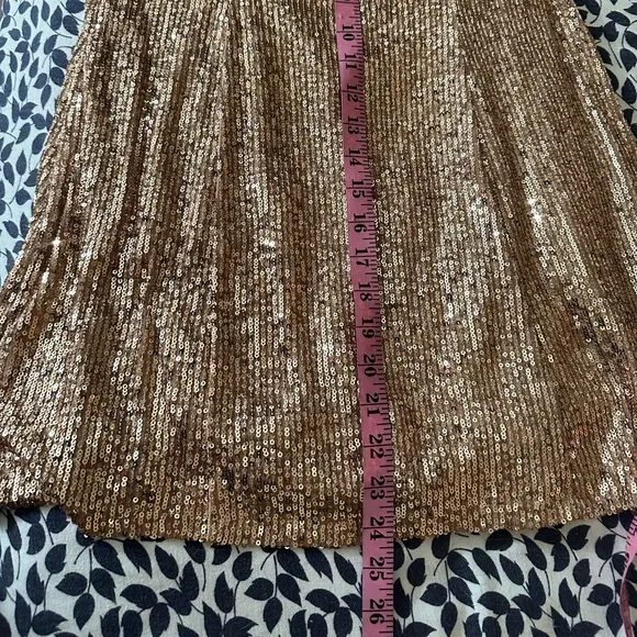 Free People Frida Sequin Ruffle Strapless Mini Dress In Bronze/Gold NWOT Size 4