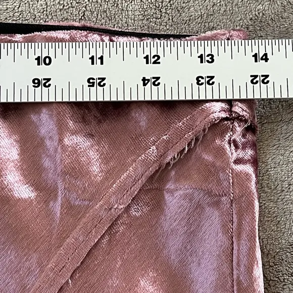 Free People Solid Serious Swagger Pink Velvet Midi Skirt S Holiday Raw Edges