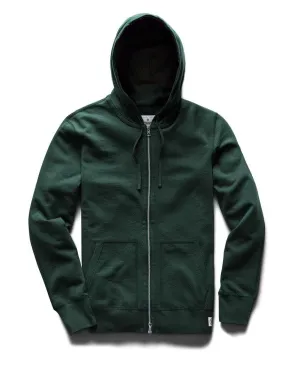 Full Zip Hoodie Midweight Terry Forest Green