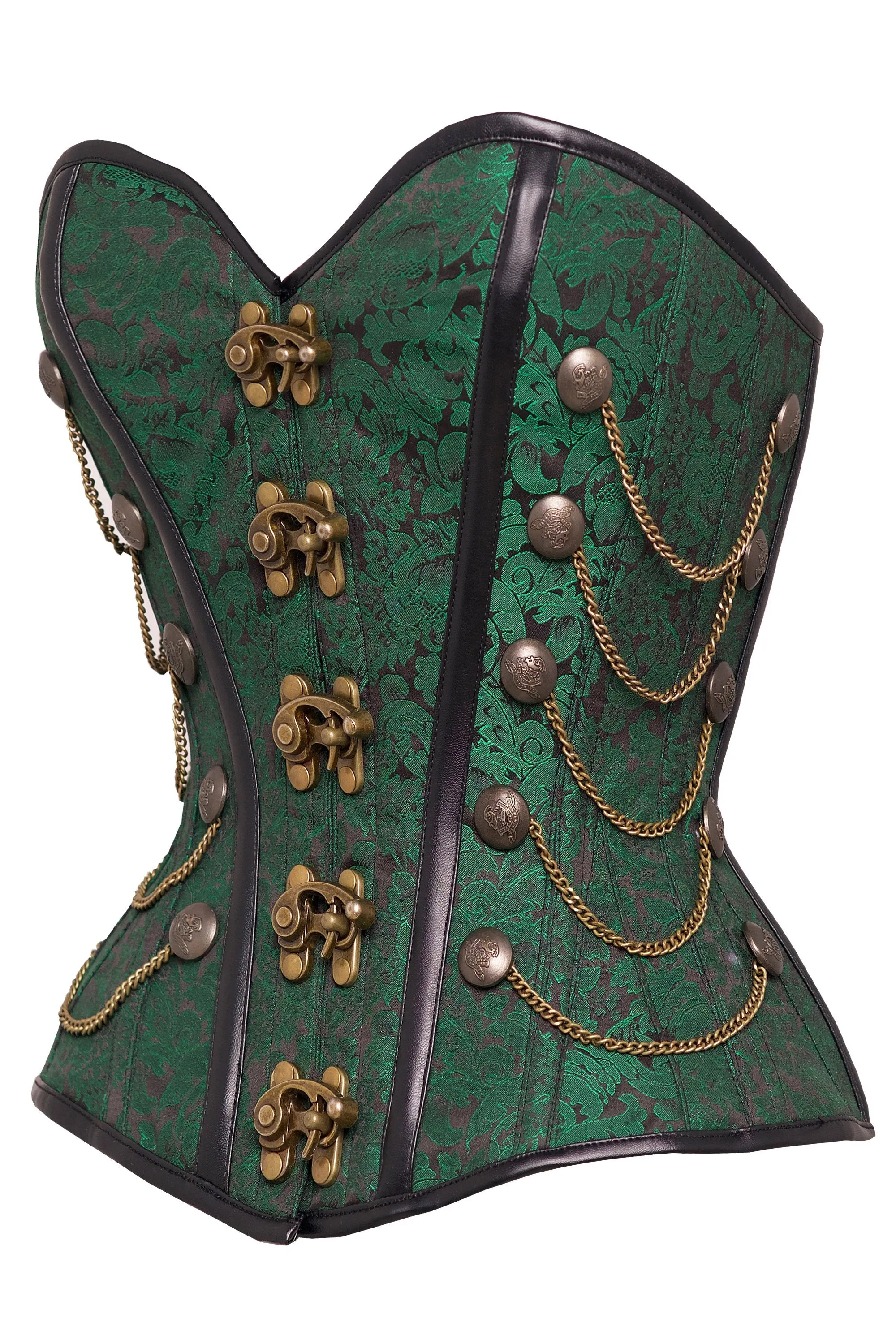Green Waist Taming Steampunk Corset With Chains