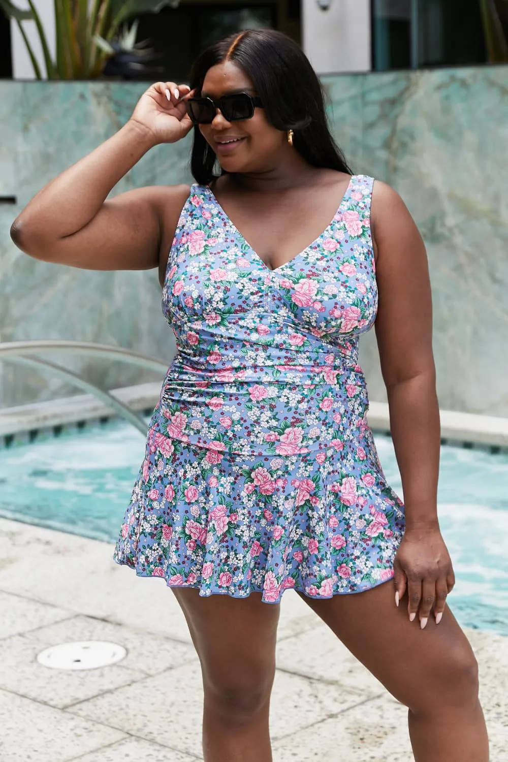 Hazel Blues® | Clear Waters Swim Dress in Rose Sky: Adult