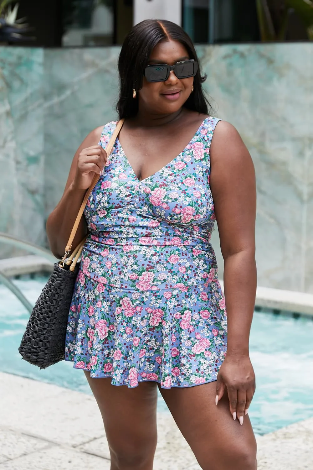 Hazel Blues® | Clear Waters Swim Dress in Rose Sky: Adult