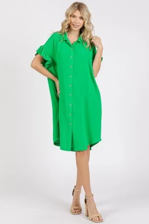 Hazel Blues® |  Mittoshop Button Down Flounce Sleeve Dress with Pockets