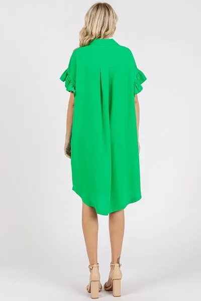 Hazel Blues® |  Mittoshop Button Down Flounce Sleeve Dress with Pockets