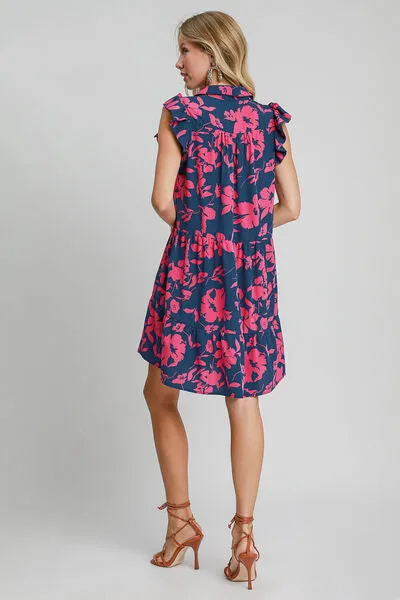 Hazel Blues® | Umgee Floral Print Ruffle Cap Sleeve Tiered Dress