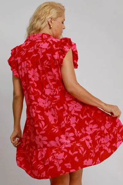 Hazel Blues® | Umgee Floral Print Ruffle Cap Sleeve Tiered Dress