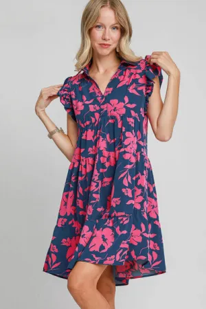 Hazel Blues® | Umgee Floral Print Ruffle Cap Sleeve Tiered Dress