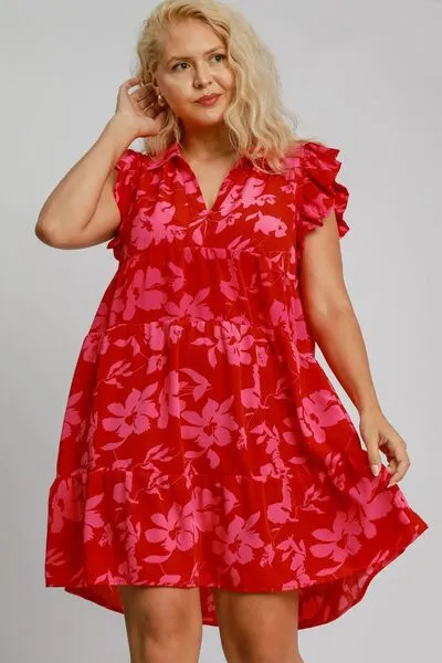 Hazel Blues® | Umgee Floral Print Ruffle Cap Sleeve Tiered Dress