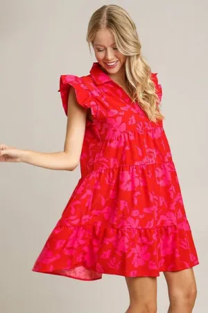 Hazel Blues® | Umgee Floral Print Ruffle Cap Sleeve Tiered Dress