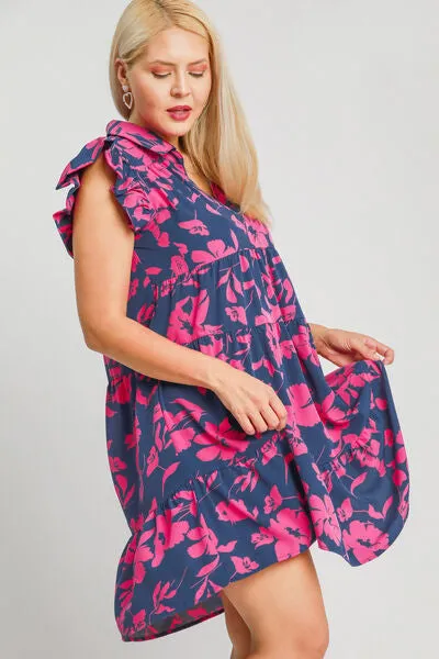 Hazel Blues® | Umgee Floral Print Ruffle Cap Sleeve Tiered Dress