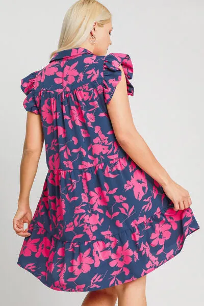 Hazel Blues® | Umgee Floral Print Ruffle Cap Sleeve Tiered Dress