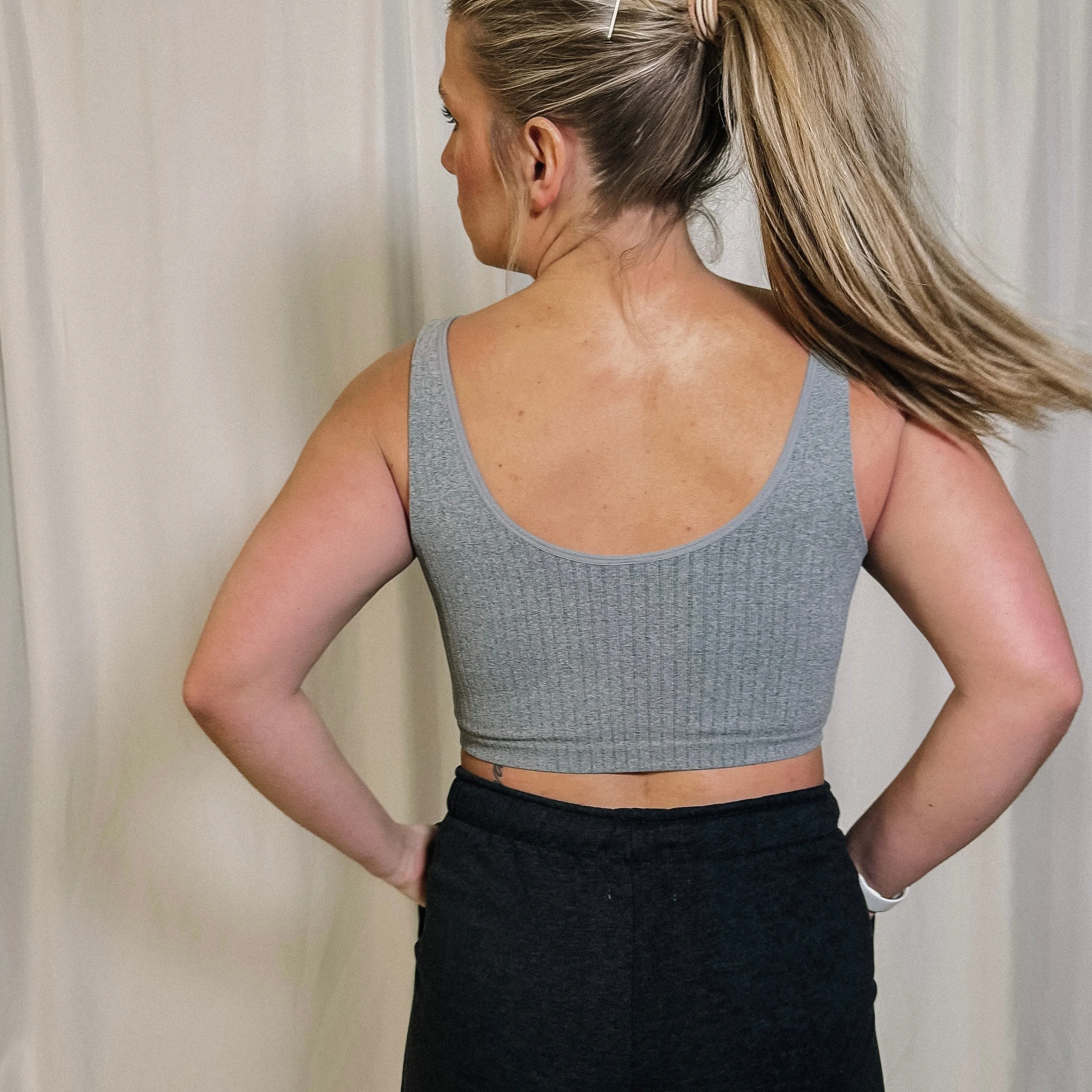 Homebody Cropped Tank - Heather Grey