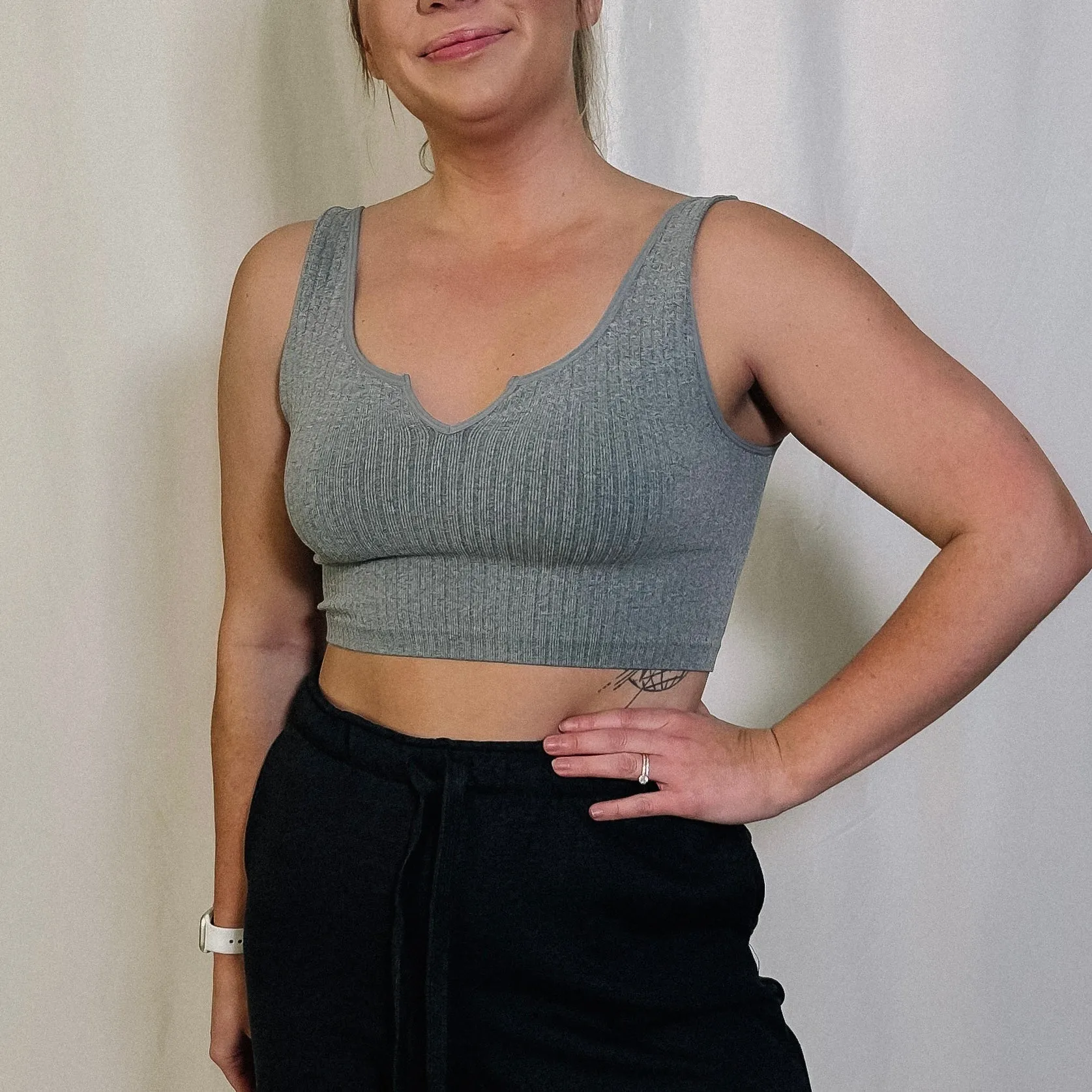Homebody Cropped Tank - Heather Grey